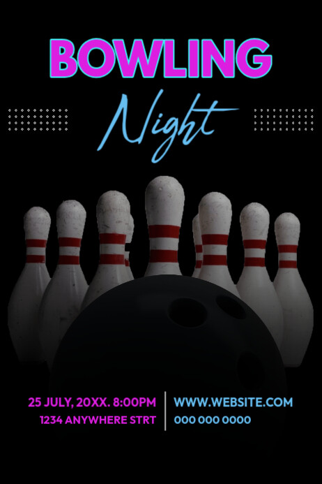 bowling night flyer design Poster template