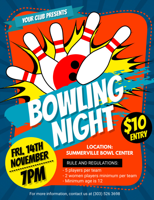Bowling Night Flyer Template PosterMyWall
