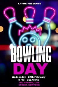 Bowling Night  Tournament Poster template