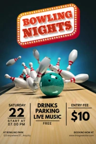 Bowling Nights Event Template Poster