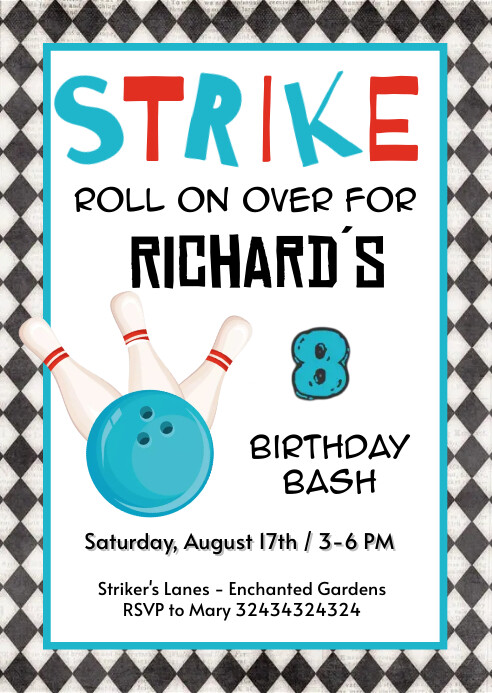 Bowling Party Printable Invitation Templat | PosterMyWall Bowling Party Printable Invitation Templat | PosterMyWall