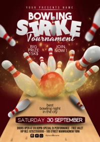 Bowling Strike Tournament A4 template