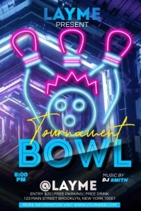 Bowling Tournament Flyer Poster template