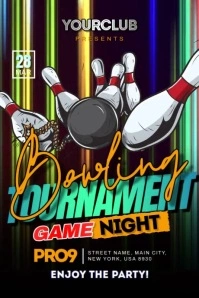 Bowling Tournament Game Night Poster template