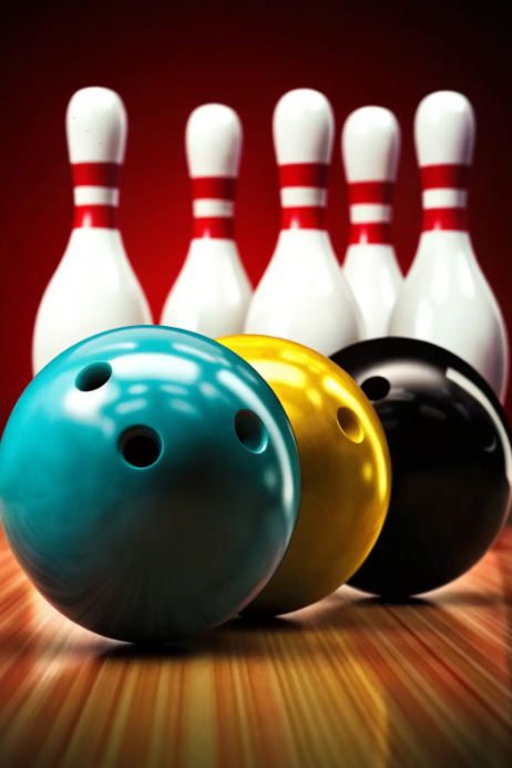 Bowling vibrant balls and pins Template | PosterMyWall