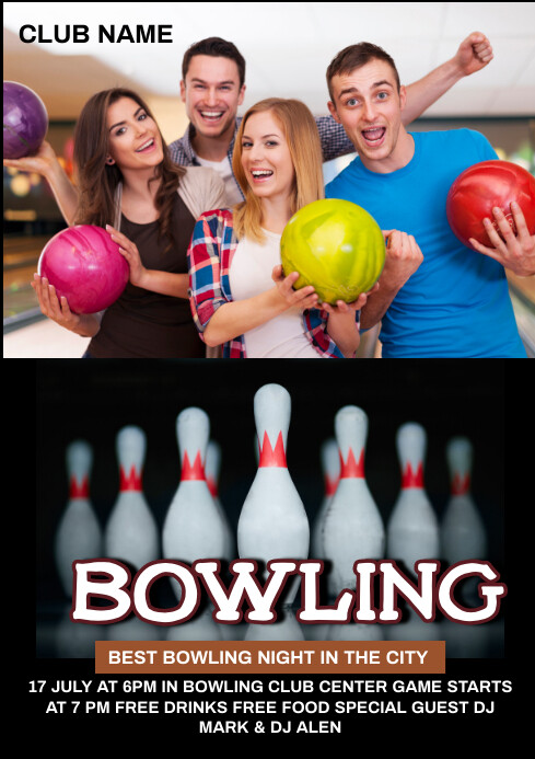 Bowling video ad 🎳 A4 template