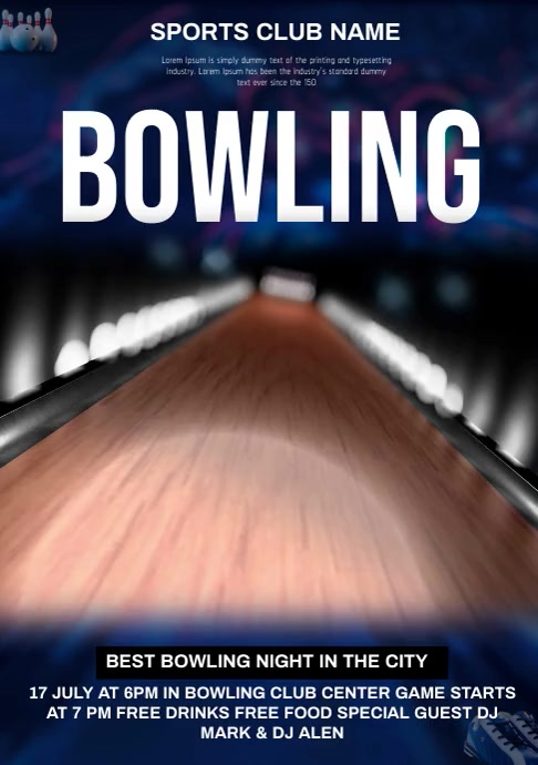 Bowling video ad 🎳 A4 template