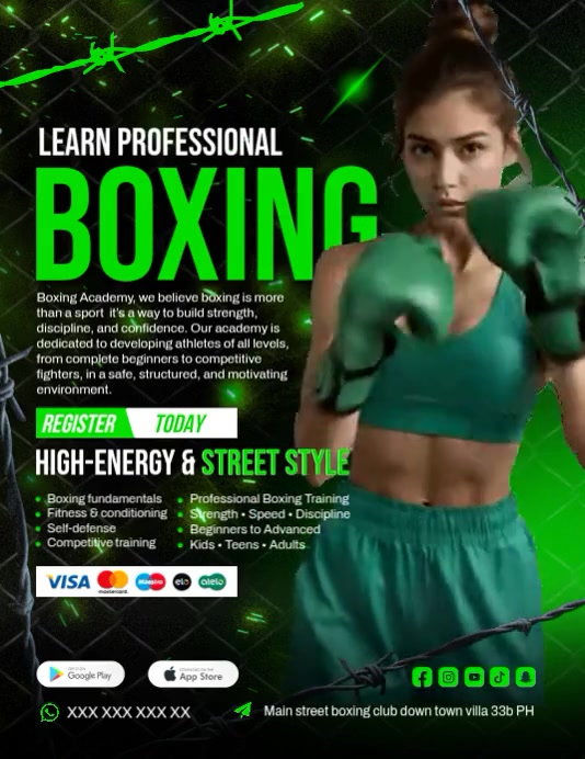 Boxing Academy Promotion Flyers Template | PosterMyWall