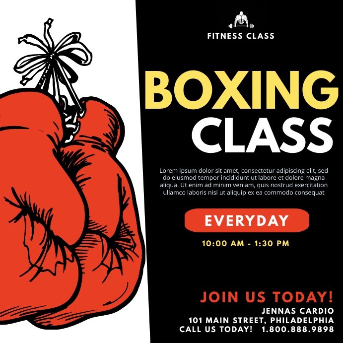 Boxing Classes Post Boxing Class Template | PosterMyWall