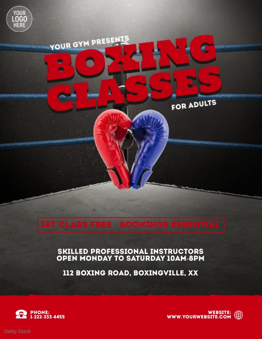 Boxing Classes Post Brosur Kelas Tinju Templat | PosterMyWall