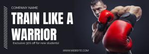 Boxing Classes Promo with Motivational Phrase Facebook Cover Photo template