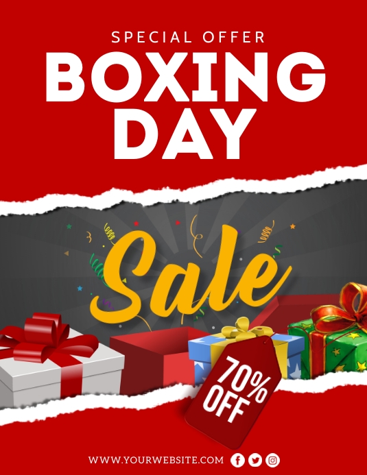 Red Boxing Day Sale Flyer Folheto (US Letter) template