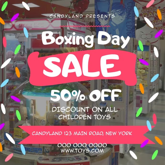 Boxing Day Sale Toy Shop Square Video Template Postermywall