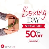 Boxing day sales red and white and grey color Instagram Post template