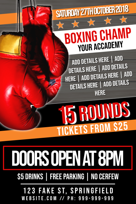 Boxing Event Poster Template Postermywall