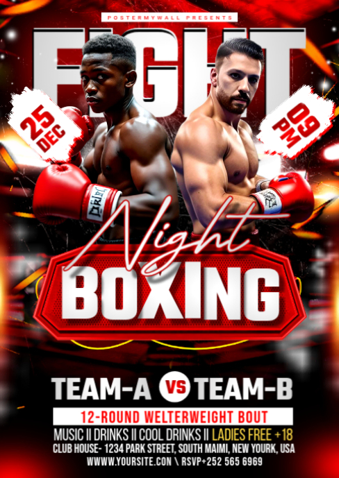 BOXING FIGHT A6 template