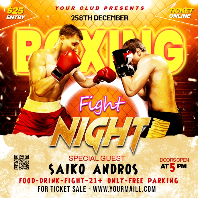 boxing fight night flyer Template | PosterMyWall