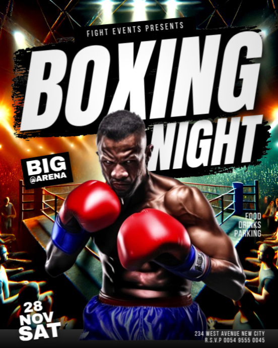 Boxing Flyer Example Boxing fight night live championship ufc kickboxing event watch party ...