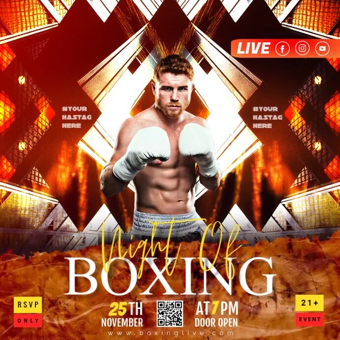 Boxing Classes Post Boxing Live social media Post Template | PosterMyWall
