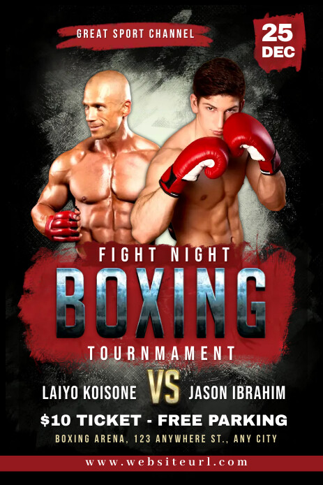 Boxing match, boxing, sports Pinterest Graphic template