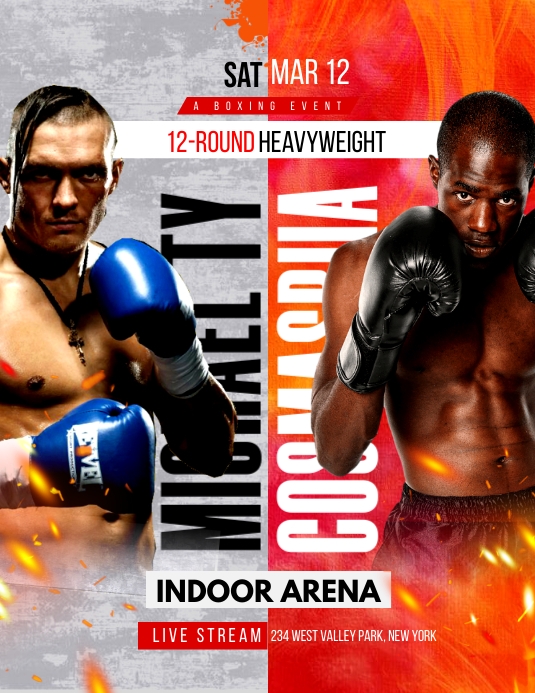 Boxing match flyer template PosterMyWall