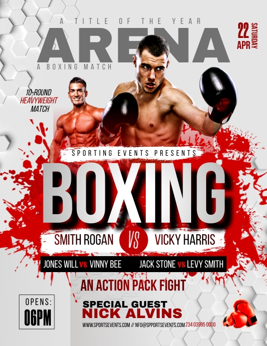 Boxing match flyer template PosterMyWall