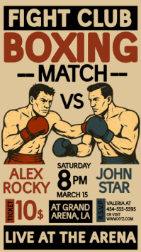 Boxing Match Invitation Boxing Fight Night Invitation Tampilan Digital (9:16) template