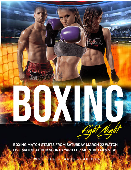 boxing night event flyers Volante (Carta US) template