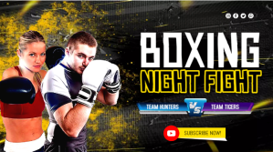 Sort BOXING NIGHT FIGHT Miniatura di YouTube Template