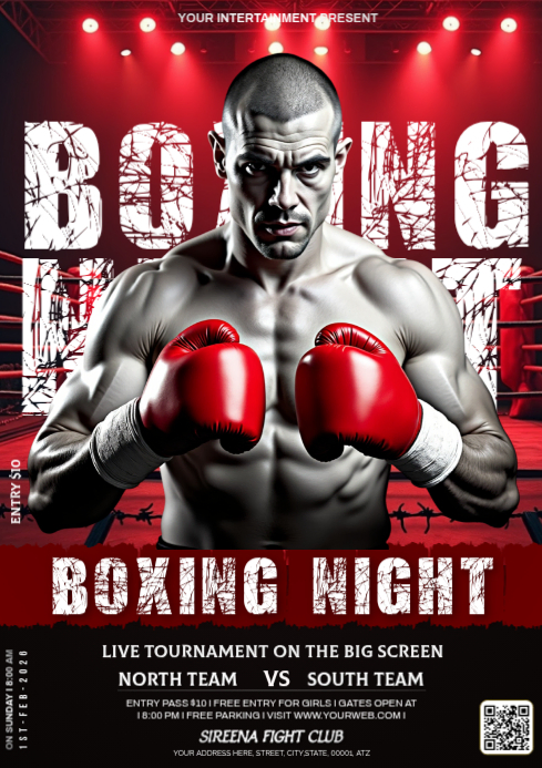 boxing night fight match live flyer ads Template | PosterMyWall