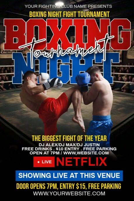 Boxing Night Tournament Ads Plakkaat template