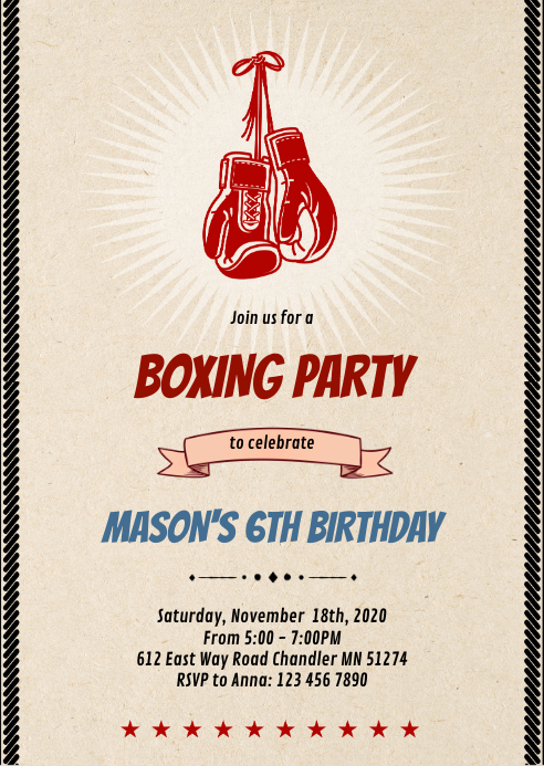 Boxing Event Invite Copy of Boxing party invitation | PosterMyWall
