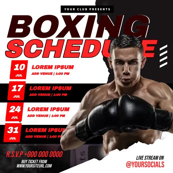 Plantilla de Boxing Schedule Event | PosterMyWall
