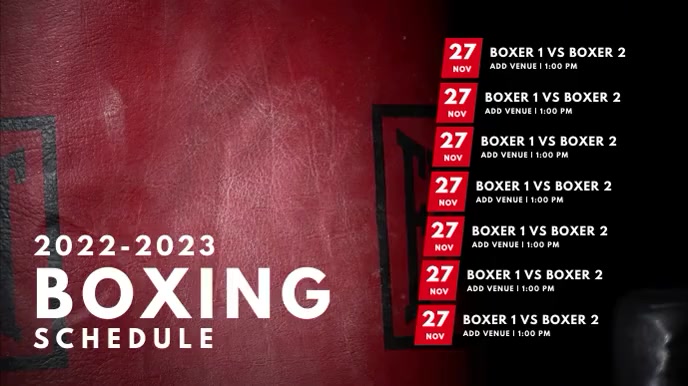 Boxing Schedule Template | PosterMyWall