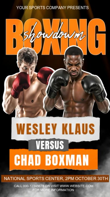 Showdown Poster Examples Boxing Showdown Fight Poster Template | Professional Boxing Match Event ...