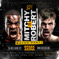 Boxing tournament fight night watch party flyer template for Instagram post Instagram-bericht