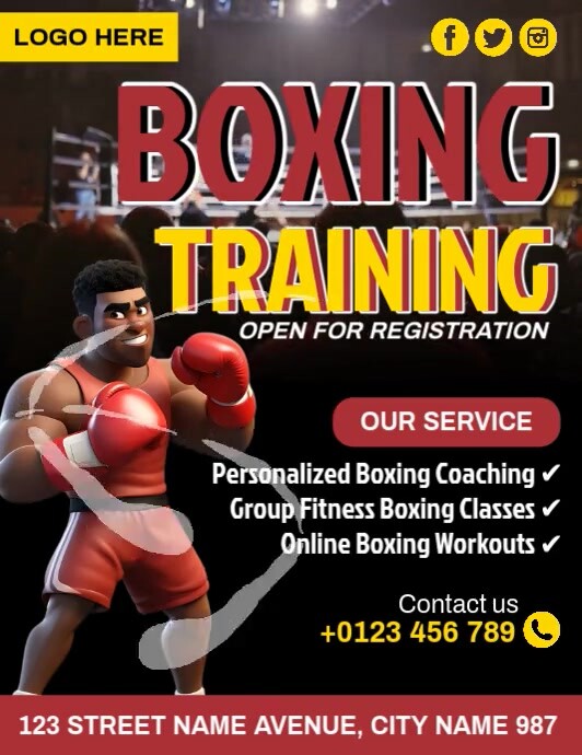 Boxing Training Template | PosterMyWall