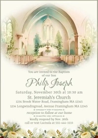 Boy's Baptism Invitation A6 template