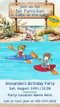 Boy's Kayak Birthday Invitation Instagram Story template