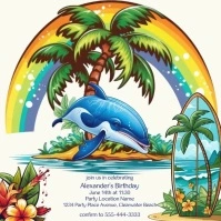 Boy's Summer Birthday Party Invitation Message Instagram template