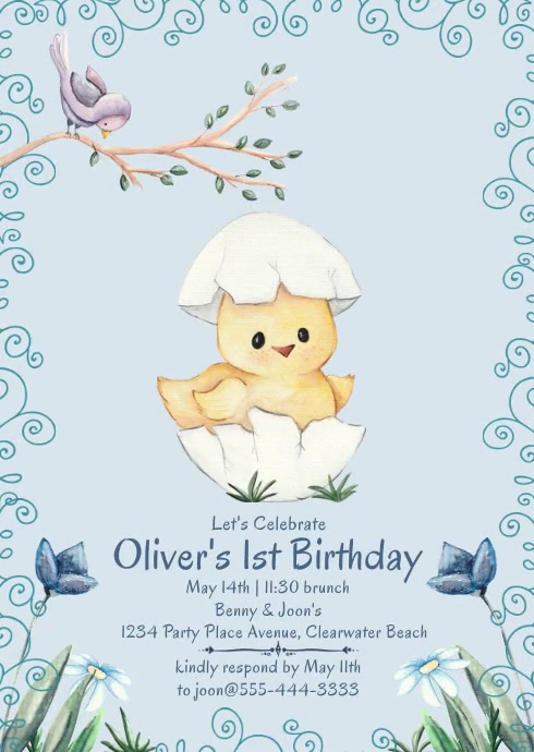 Boy's Any Age Birthday Party Invitation A6 template