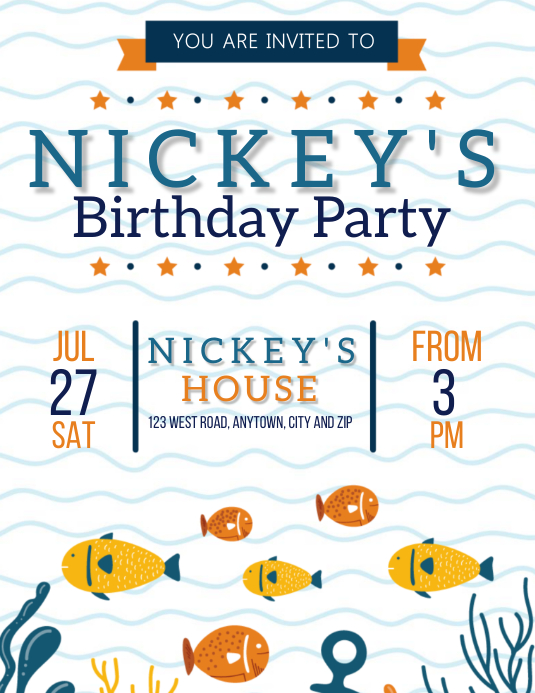 BOY'S birthday party Design Template Ulotka (US Letter)