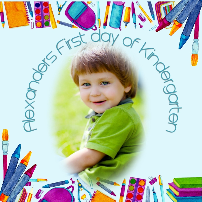 Boy's First day of Kindergarten Photo tips Instagram Post template