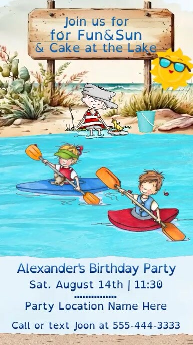 Kayaking Invitation Boy's Kayak Birthday Invitation Template | PosterMyWall