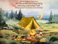 Boy's Birthday Sleep Over Camping Invitation Flyer (US Letter) template
