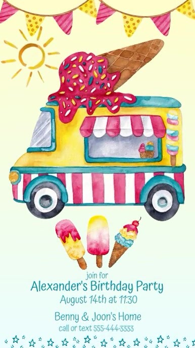Boy's Summer theme Birthday Party Instagram Story template
