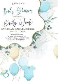 BOY baby shower Invitation Template A4