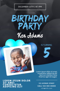 Boy Birthday Party Invitation FLyer Template Poster