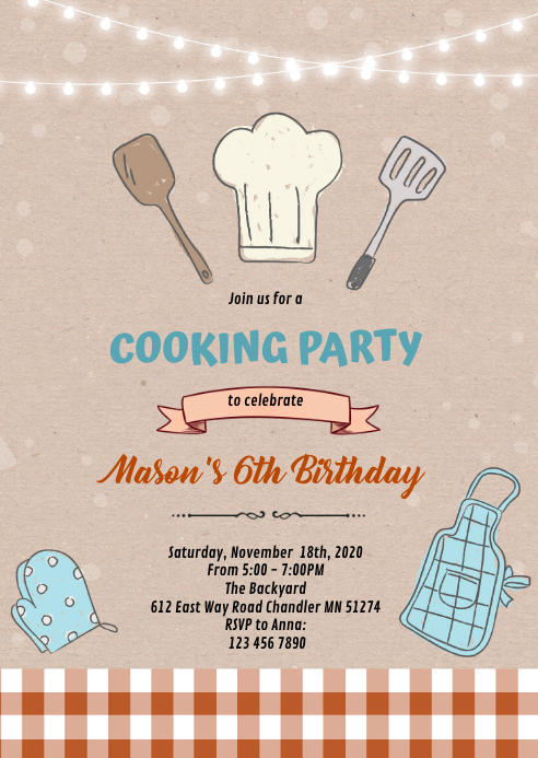 Copy of Boy cooking theme invitation | PosterMyWall