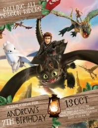 Boy dragon Birthday party invitation design template Flyer (US Letter)